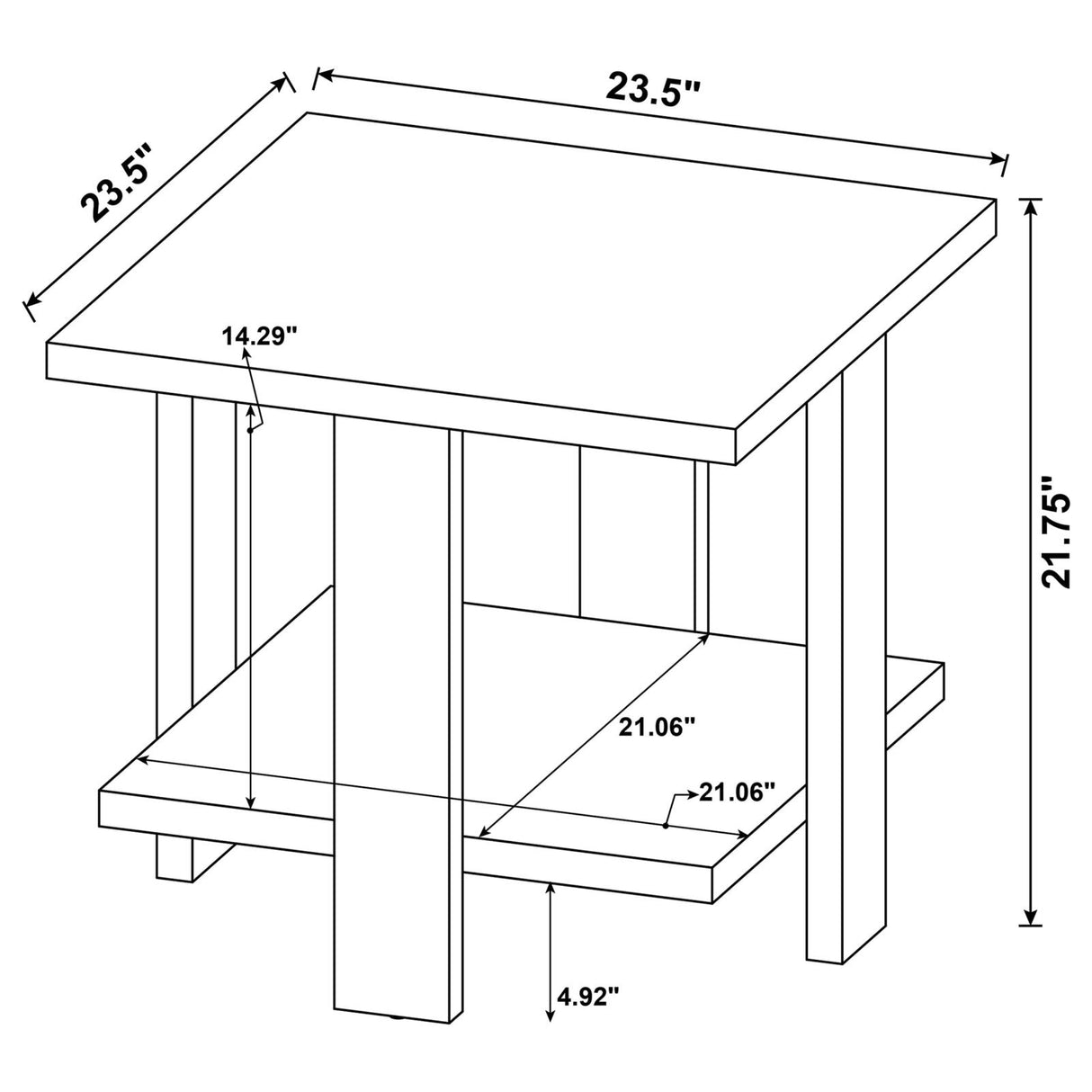 Dawn Square Engineered Wood End Table With Shelf Mango from Coaster - Luna Furniture