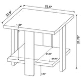 Dawn Square Engineered Wood End Table With Shelf Mango from Coaster - Luna Furniture