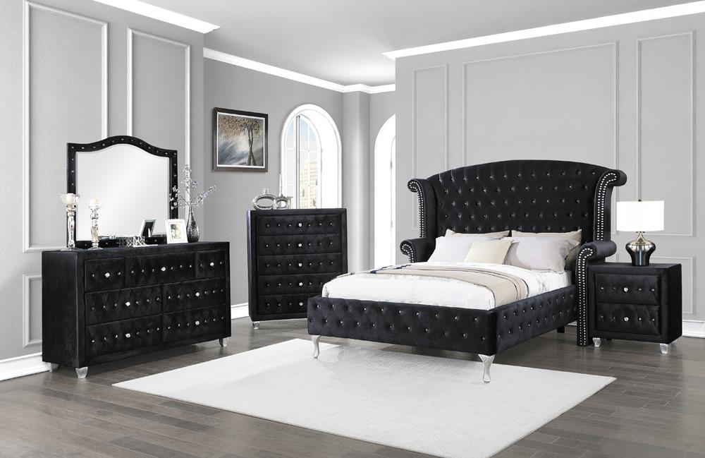 Deanna 4-piece California King Bedroom Set Black - 206101KW-S4 - Luna Furniture