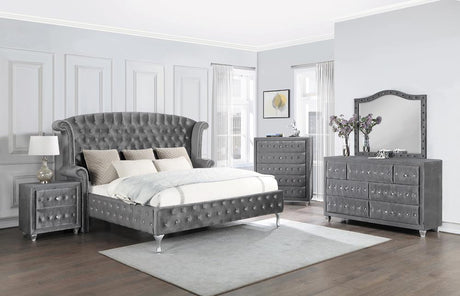 Deanna 5-piece Tufted California King Bedroom Set Grey - 205101KW-S5 - Luna Furniture