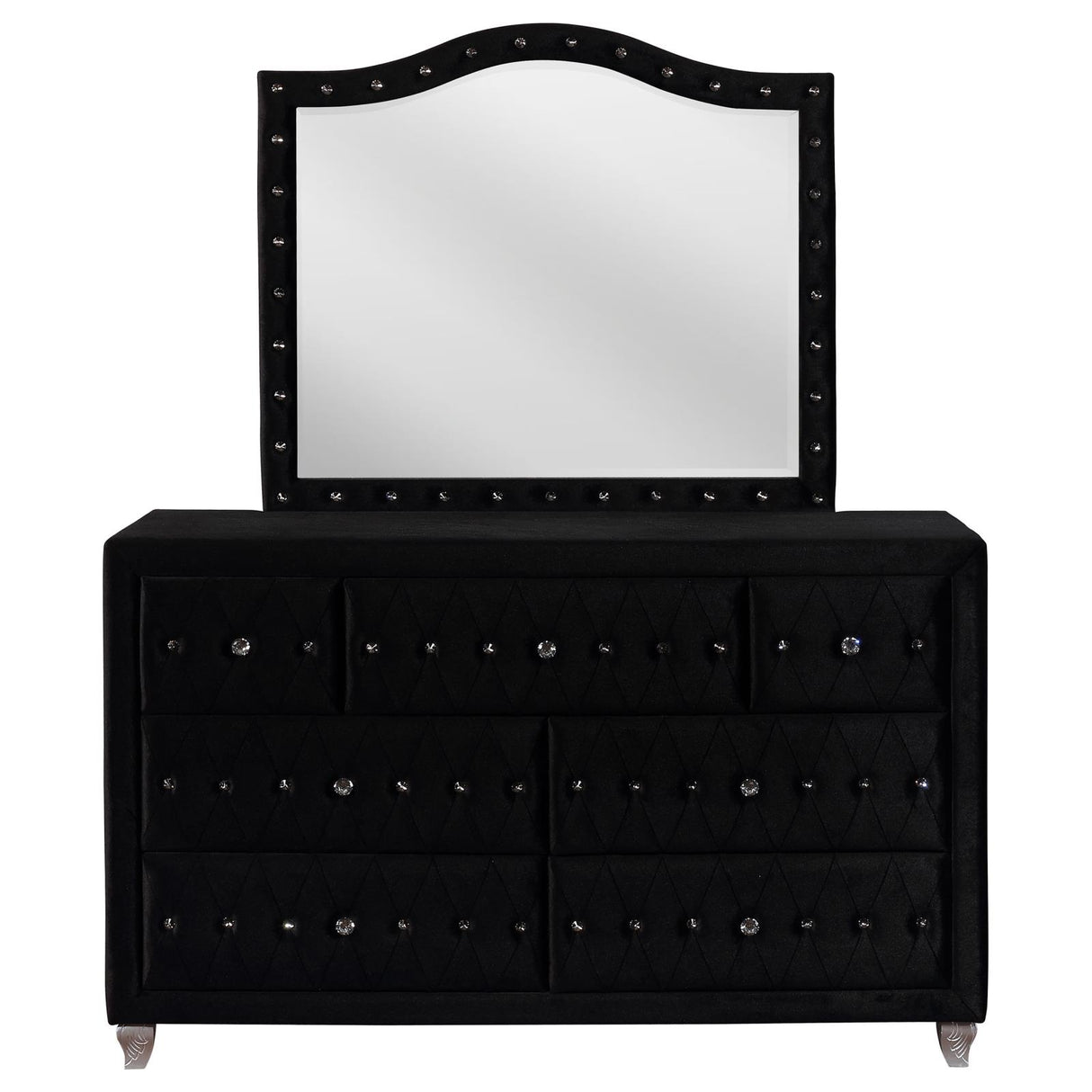 Deanna 7-drawer Rectangular Dresser with Mirror Black - 206103M - Luna Furniture