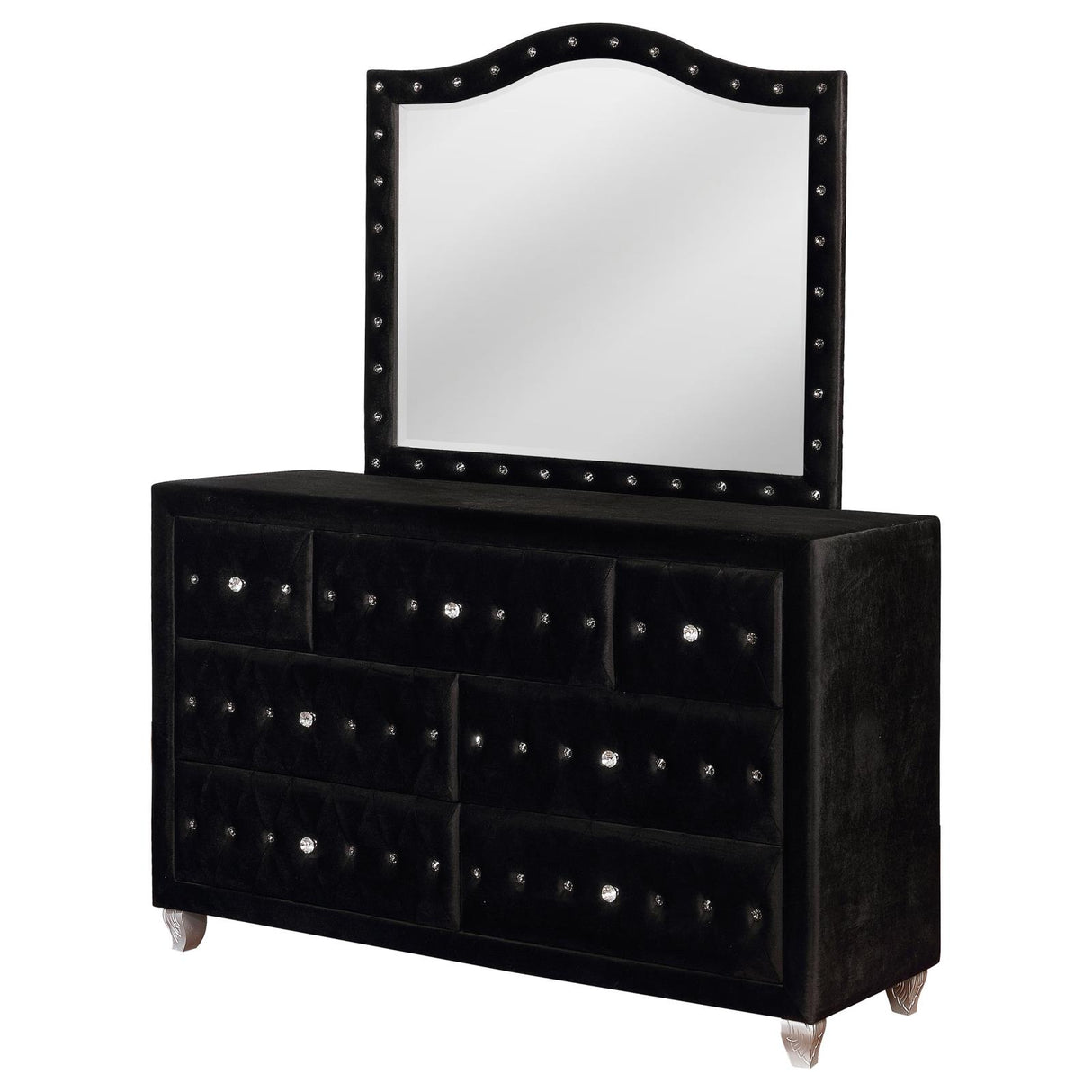 Deanna 7-drawer Rectangular Dresser with Mirror Black - 206103M - Luna Furniture