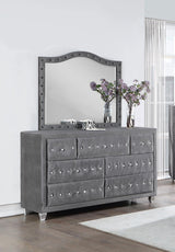 Deanna 7-drawer Rectangular Dresser with Mirror Grey - 205103M - Luna Furniture