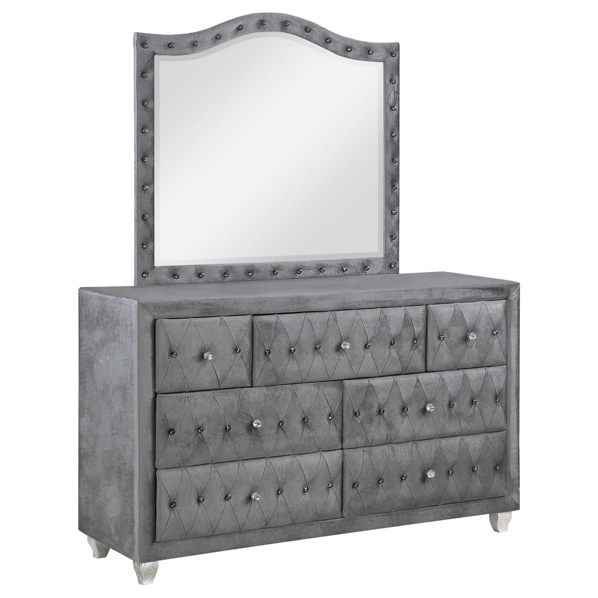 Deanna 7-drawer Rectangular Dresser with Mirror Grey - 205103M - Luna Furniture