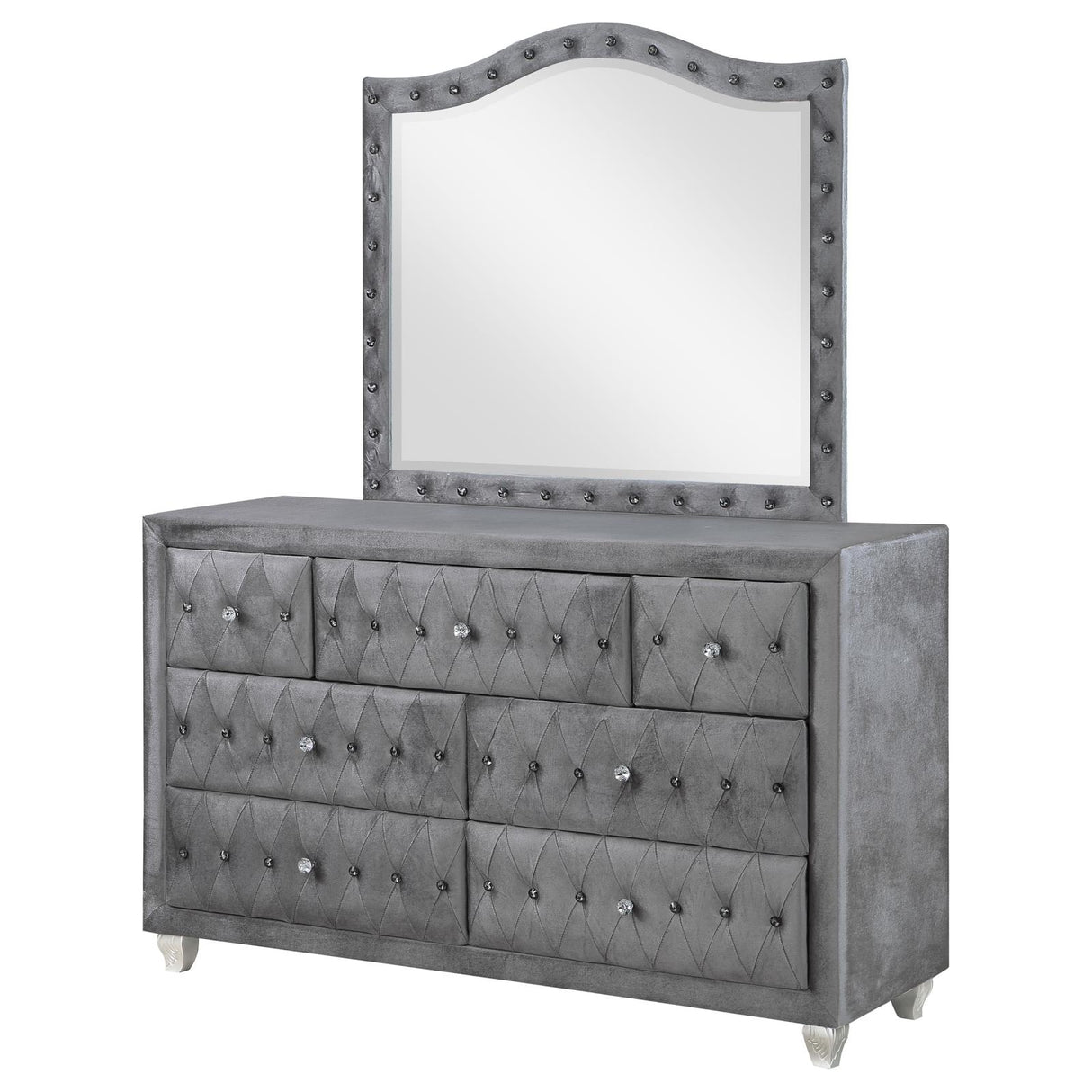 Deanna 7-drawer Rectangular Dresser with Mirror Grey - 205103M - Luna Furniture