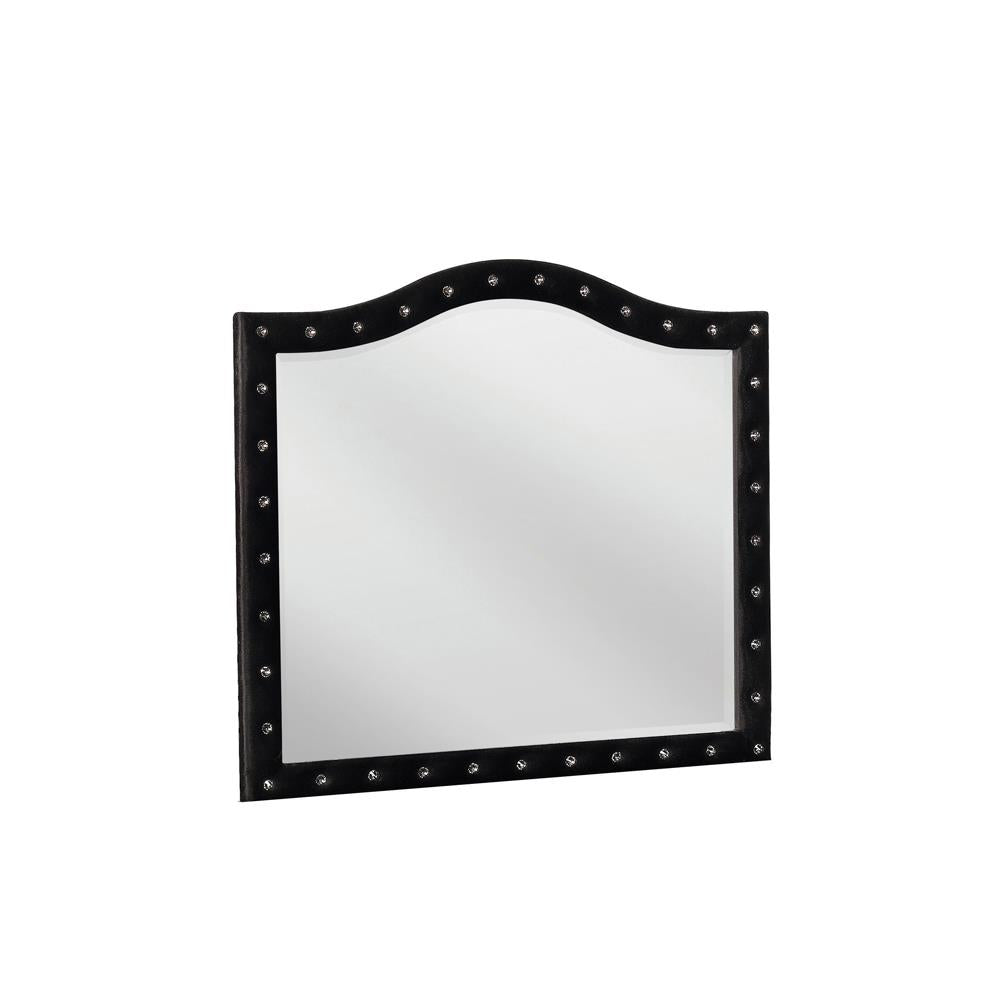 Deanna Button Tufted Mirror Black - 206104 - Luna Furniture