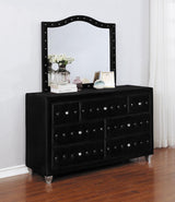 Deanna Button Tufted Mirror Black - 206104 - Luna Furniture