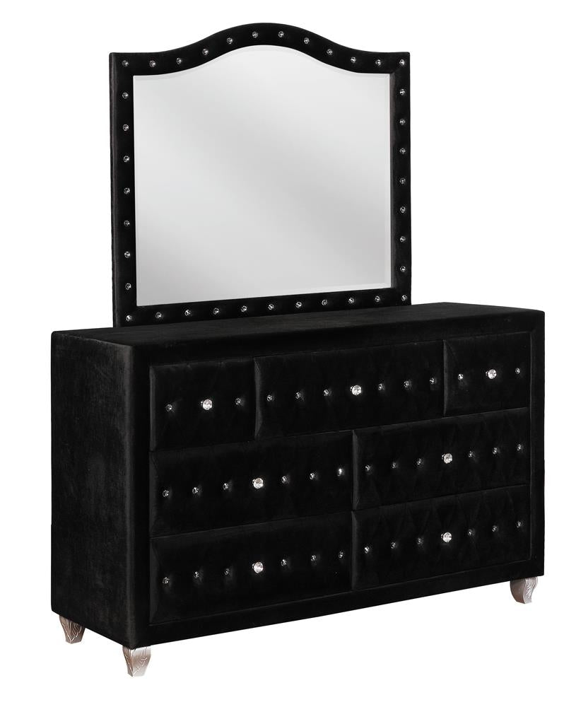 Deanna Button Tufted Mirror Black - 206104 - Luna Furniture