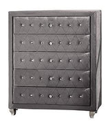 Deanna Upholstered Tufted Bedroom Set Grey - 205101KE-S5 - Luna Furniture