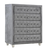 Deanna Upholstered Tufted Bedroom Set Grey - 205101Q-S5 - Luna Furniture