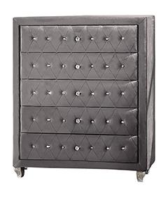 Deanna Upholstered Tufted Bedroom Set Grey - 205101Q-S5 - Luna Furniture