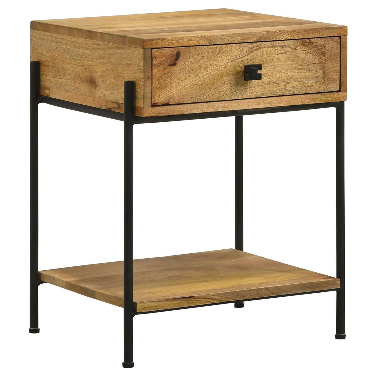 Declan Natural Mango/Black 1-Drawer Accent Table with Open Shelf from Coaster - Luna Furniture