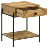 Declan Natural Mango/Black 1-Drawer Accent Table with Open Shelf from Coaster - Luna Furniture