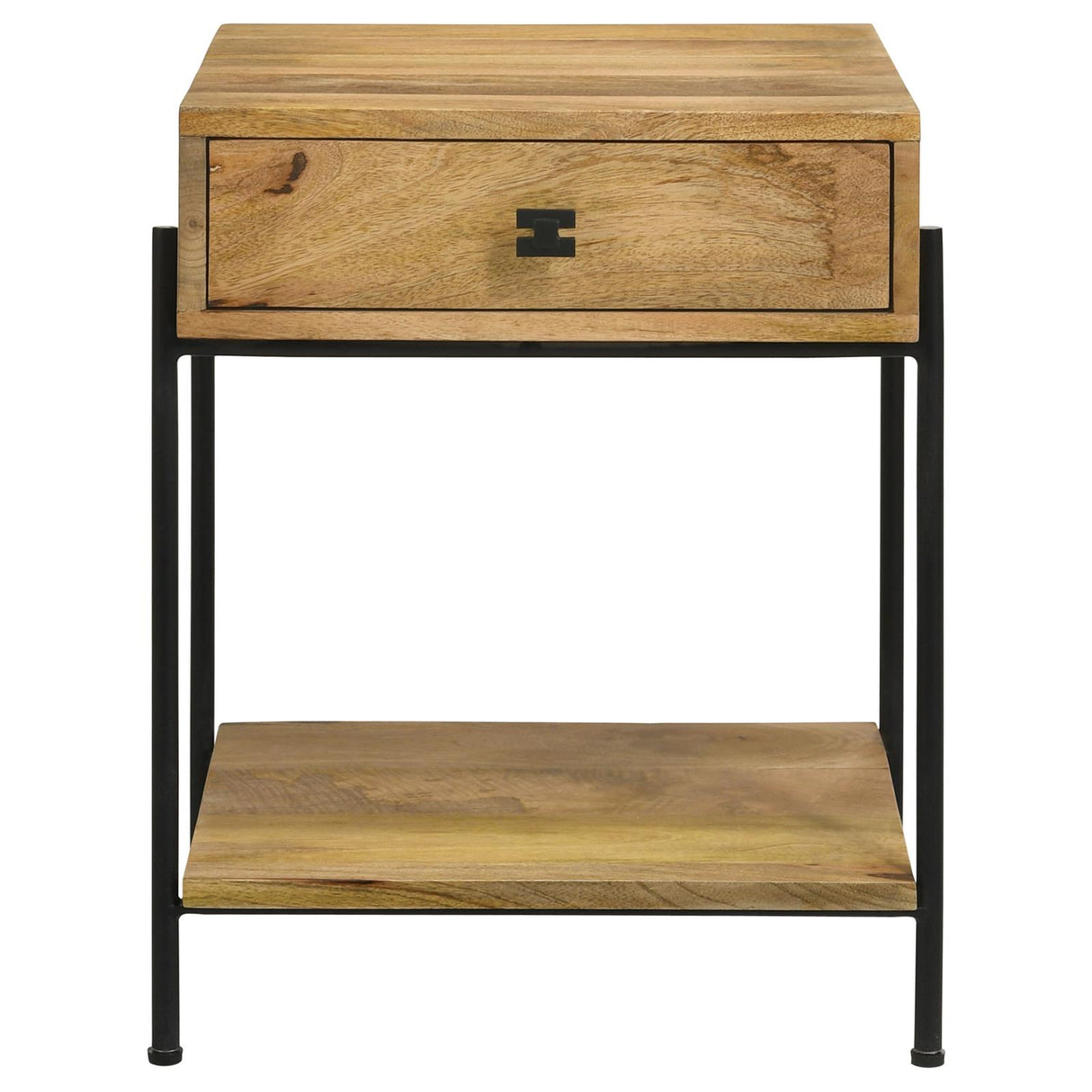 Declan Natural Mango/Black 1-Drawer Accent Table with Open Shelf from Coaster - Luna Furniture