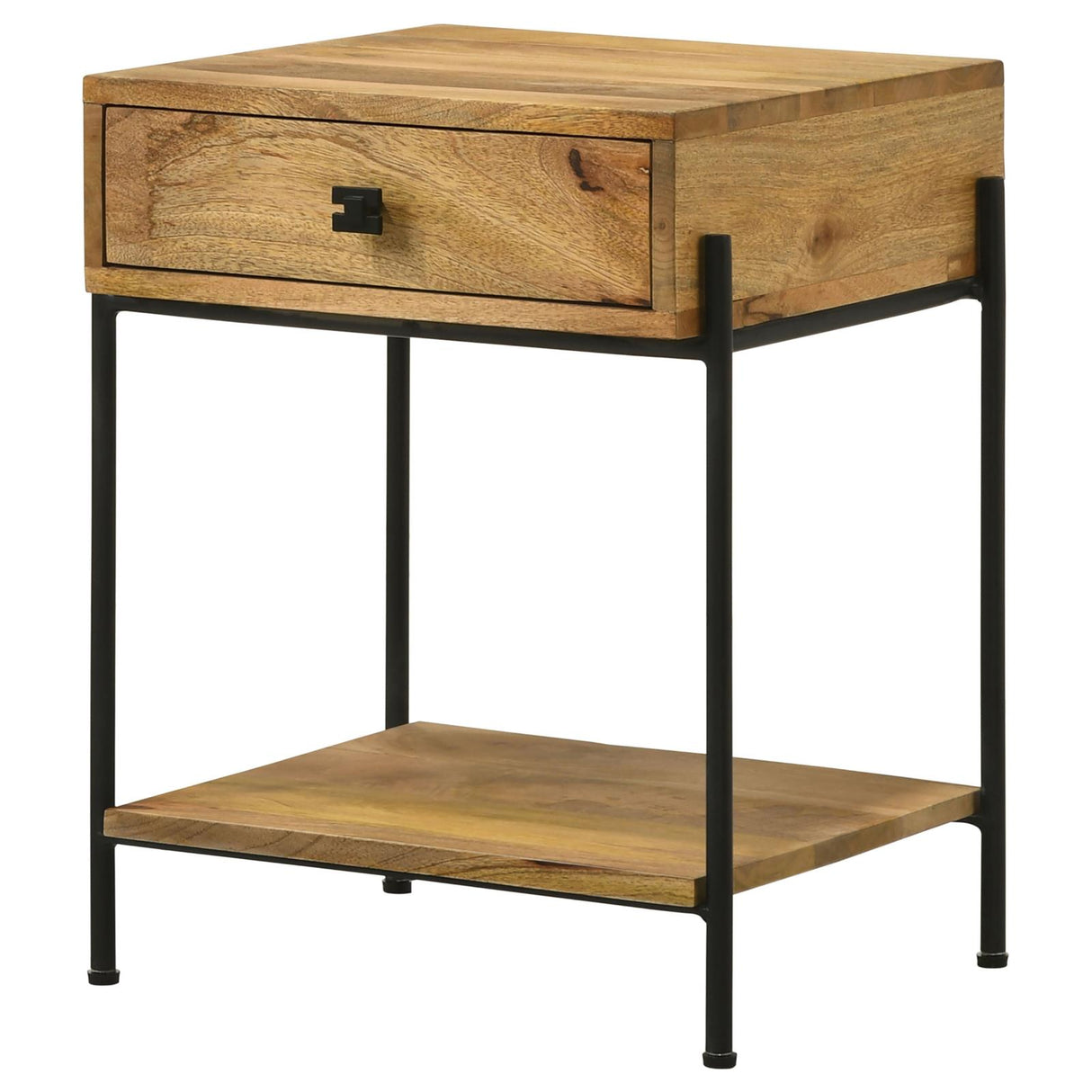 Declan Natural Mango/Black 1-Drawer Accent Table with Open Shelf from Coaster - Luna Furniture