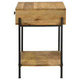 Declan Natural Mango/Black 1-Drawer Accent Table with Open Shelf from Coaster - Luna Furniture