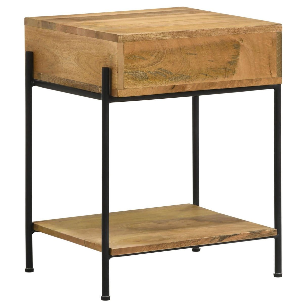 Declan Natural Mango/Black 1-Drawer Accent Table with Open Shelf from Coaster - Luna Furniture