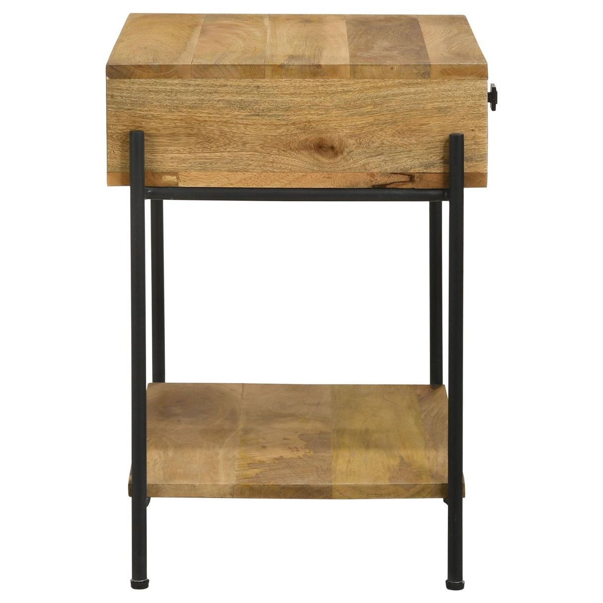 Declan Natural Mango/Black 1-Drawer Accent Table with Open Shelf from Coaster - Luna Furniture