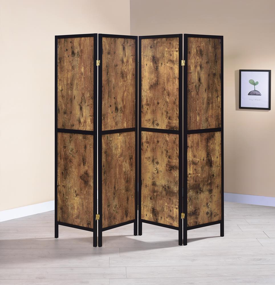 Deepika 4-Panel Folding Screen Antique Nutmeg/Black from Coaster - Luna Furniture