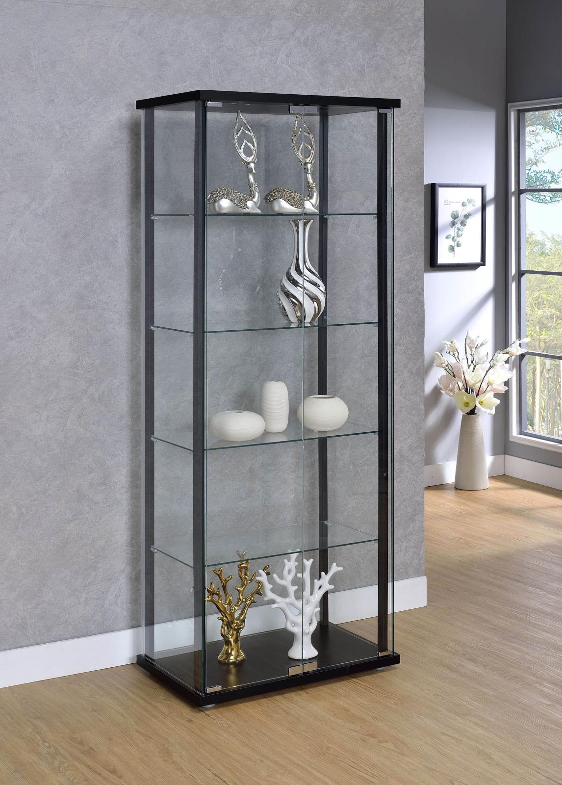 Delphinium 5-shelf Glass Curio Cabinet Black and Clear - 950170 - Luna Furniture