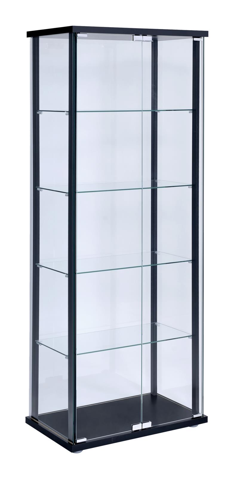 Delphinium 5-shelf Glass Curio Cabinet Black and Clear - 950170 - Luna Furniture