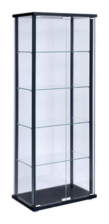 Delphinium Black/Clear 5-Shelf Glass Curio Cabinet from Coaster - Luna Furniture