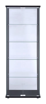 Delphinium Black/Clear 5-Shelf Glass Curio Cabinet from Coaster - Luna Furniture