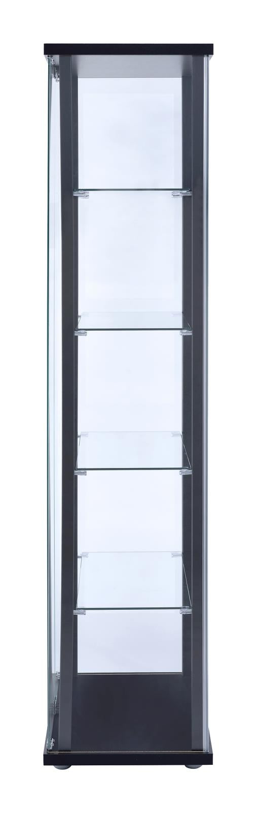 Delphinium Black/Clear 5-Shelf Glass Curio Cabinet from Coaster - Luna Furniture