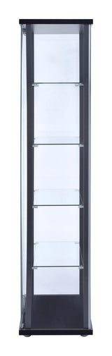 Delphinium Black/Clear 5-Shelf Glass Curio Cabinet from Coaster - Luna Furniture