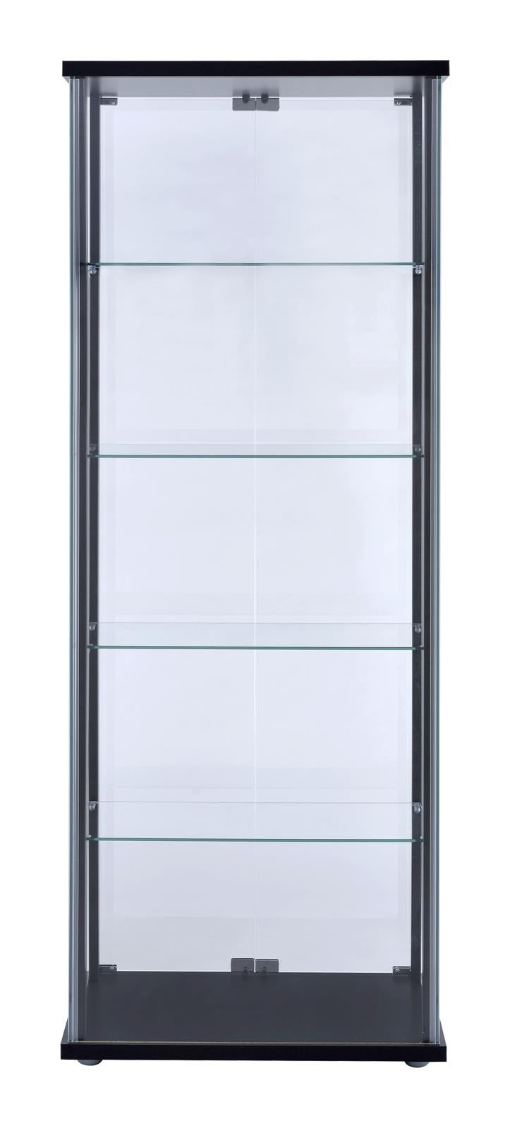 Delphinium Black/Clear 5-Shelf Glass Curio Cabinet from Coaster - Luna Furniture