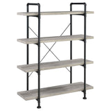 Delray Gray Driftwood/Black 4-Tier Open Shelving Bookcase from Coaster - Luna Furniture