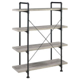 Delray Gray Driftwood/Black 4-Tier Open Shelving Bookcase from Coaster - Luna Furniture