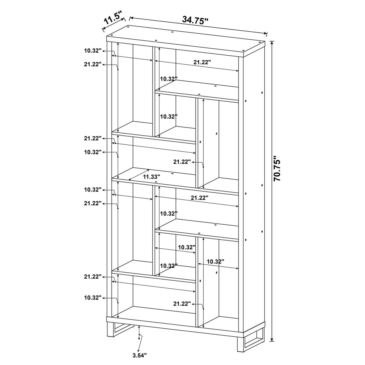 Delwin Antique Nutmeg 10-Shelf Bookcase from Coaster - Luna Furniture