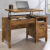 Delwin Antique Nutmeg Lift Top Office Desk with File Cabinet from Coaster - Luna Furniture