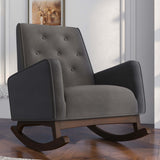 Demetrius Solid Wood Rocking Chair Dark Grey Microfiber - AFC00013 - Luna Furniture