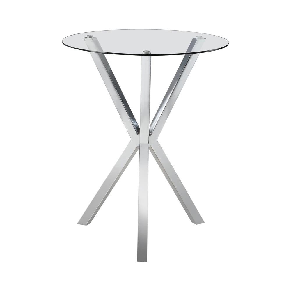 Denali Chrome Round Glass Top Bar Table from Coaster - Luna Furniture