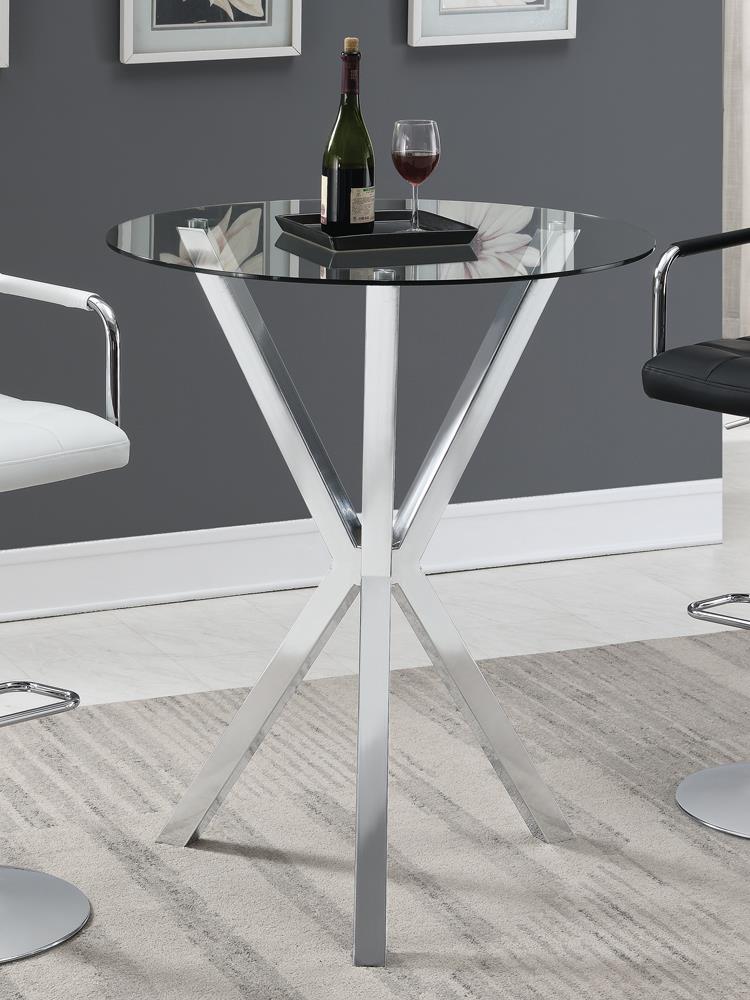 Denali Chrome Round Glass Top Bar Table from Coaster - Luna Furniture