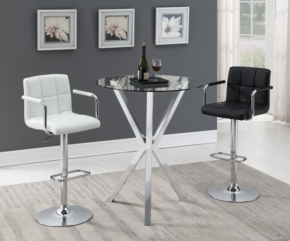 Denali Chrome Round Glass Top Bar Table from Coaster - Luna Furniture