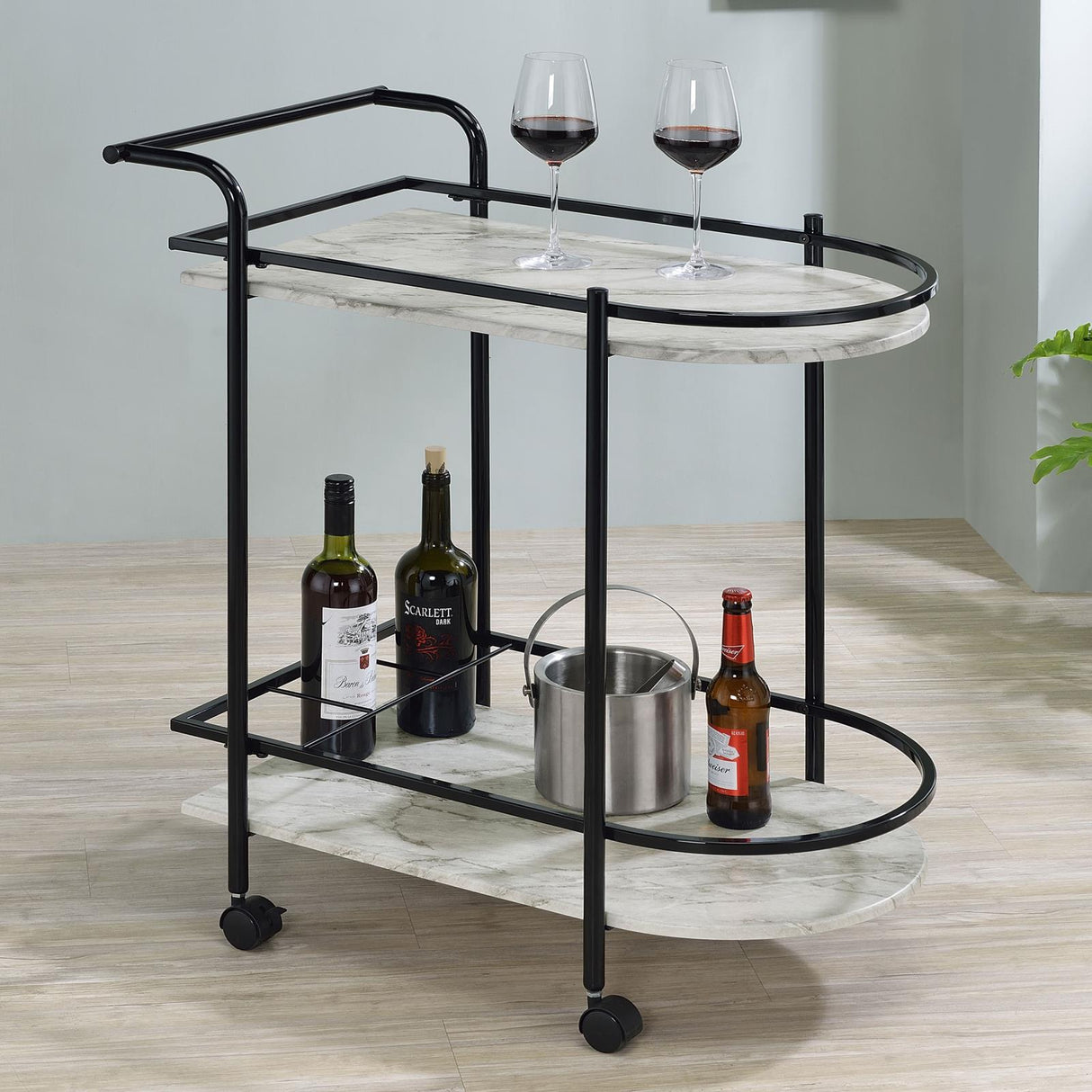 Desiree Black Rack Bar Cart with Casters from Coaster - Luna Furniture