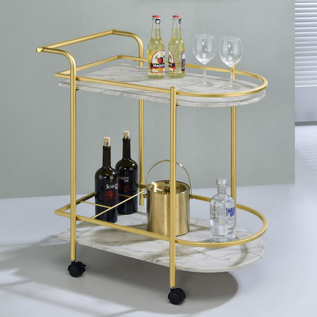 Desiree Gold Rack Bar Cart with Casters from Coaster - Luna Furniture