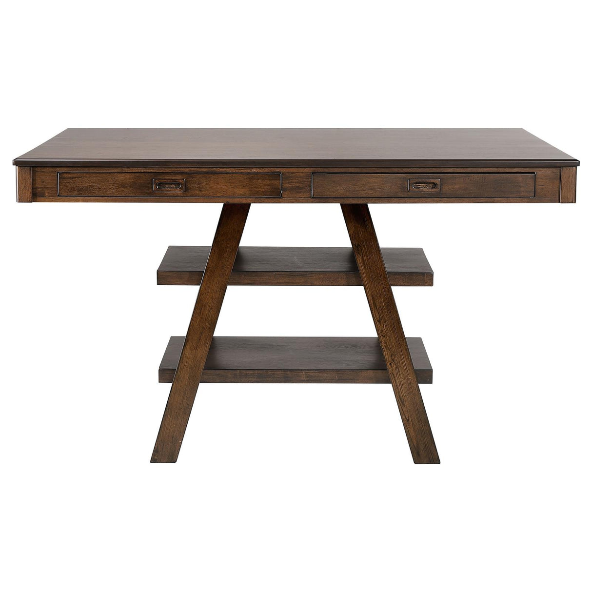 Dewey Walnut 2-Drawer Counter Height Table with Open Shelves from Coaster - Luna Furniture