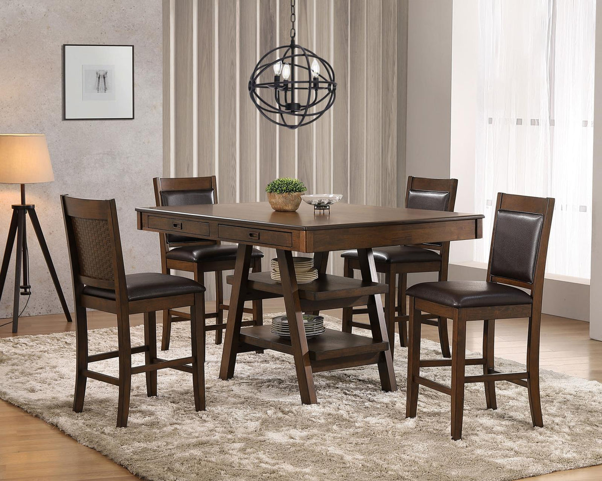 Dewey Brown/Walnut 5-Piece Rectangular Dining Set from Coaster - Luna Furniture