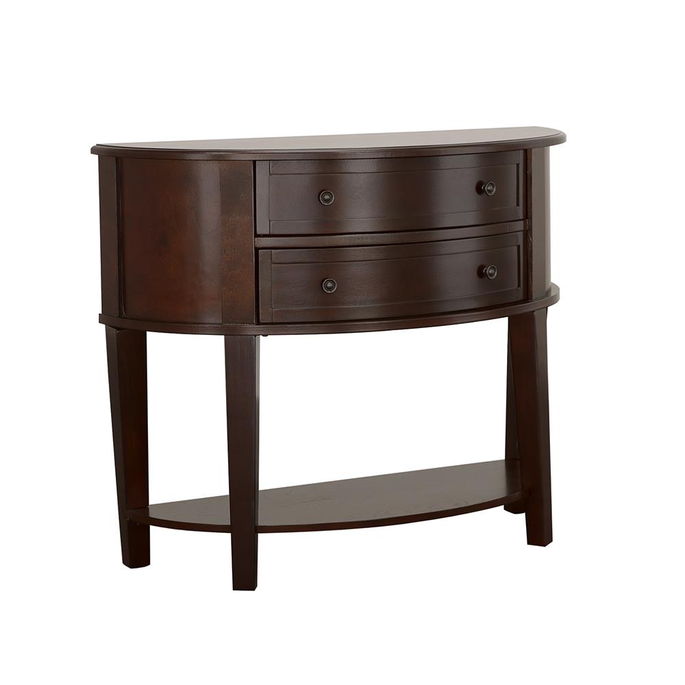 Diane Cappuccino 2-Drawer Demilune Shape Console Table from Coaster - Luna Furniture