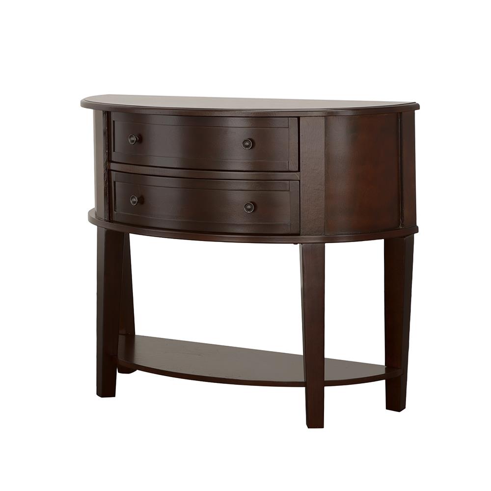 Diane Cappuccino 2-Drawer Demilune Shape Console Table from Coaster - Luna Furniture