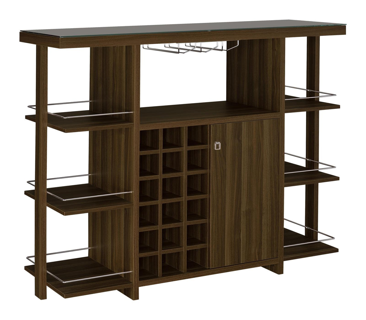 Diggs Walnut Bar Unit with Wine Bottle Storage from Coaster - Luna Furniture