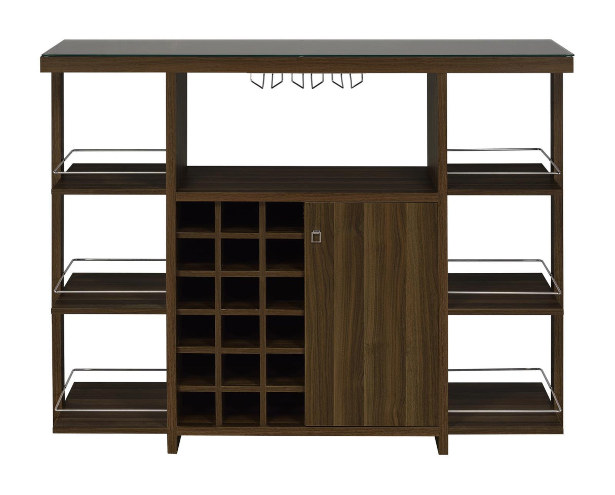 Diggs Walnut Bar Unit with Wine Bottle Storage from Coaster - Luna Furniture