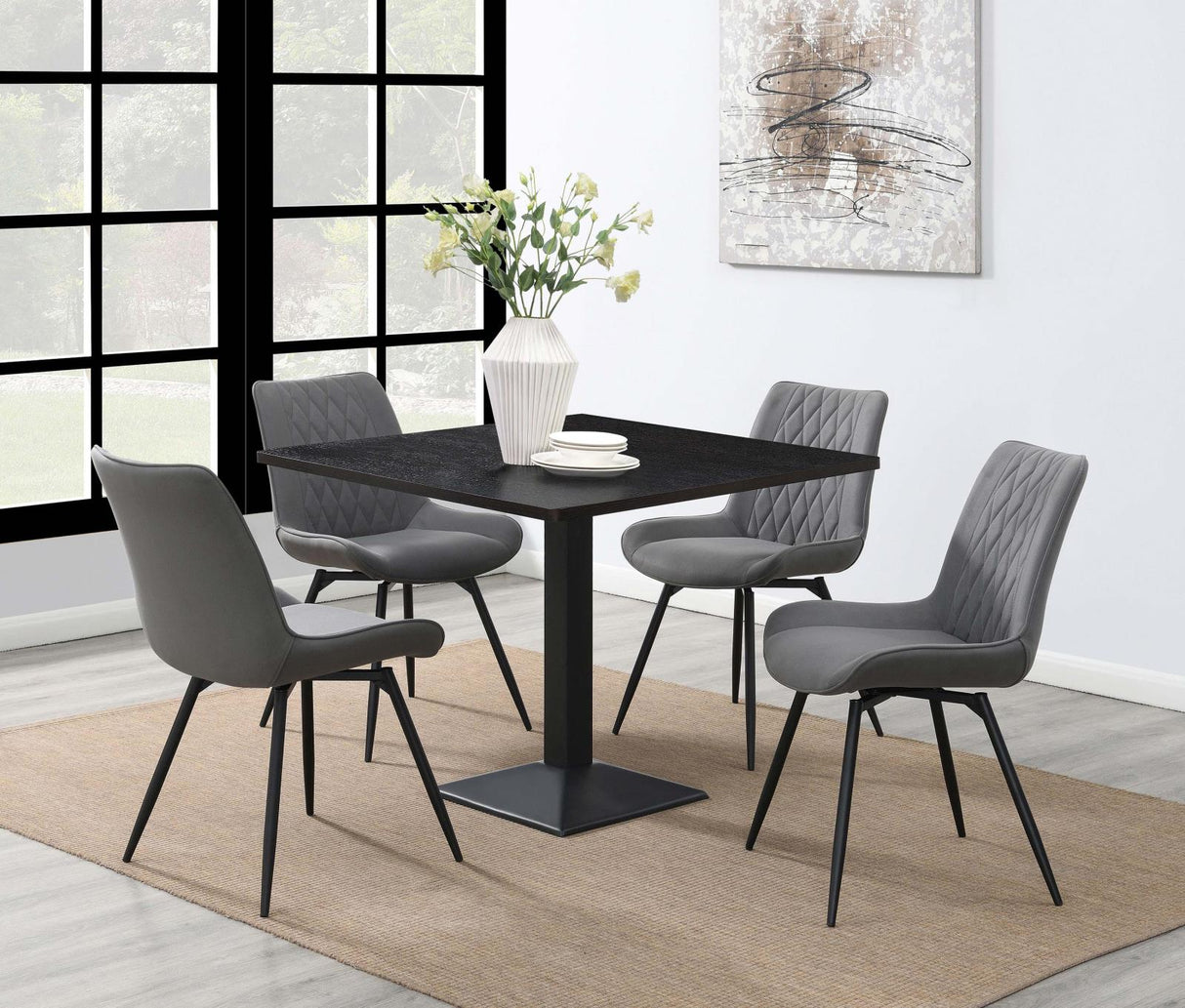 Diggs Gray/Gunmetal Upholstered Tufted Swivel Dining Chairs, Set of 2 from Coaster - Luna Furniture