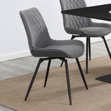 Diggs Gray/Gunmetal Upholstered Tufted Swivel Dining Chairs, Set of 2 from Coaster - Luna Furniture