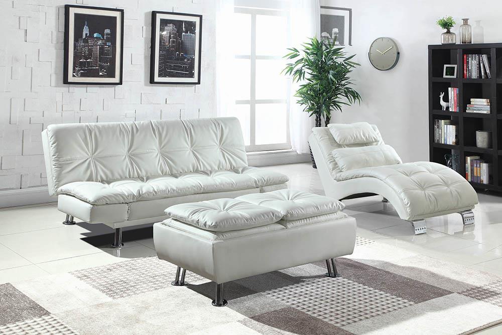 Dilleston White Upholstered Chaise from Coaster - Luna Furniture