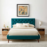 Dillon Velvet Platform Bed King / Blue - AFC00522 - Luna Furniture